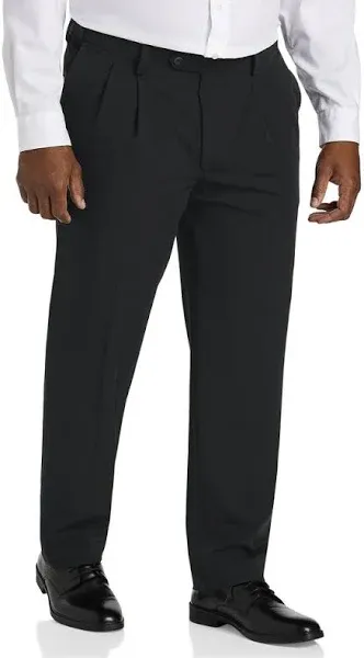 Oak Hill by DXL Men's Big and Tall Easy Stretch Pleated Dress Pants