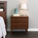 Prepac Milo Mid Century Modern 2-Drawer Tall Nightstand with Open Shelf, Cherry