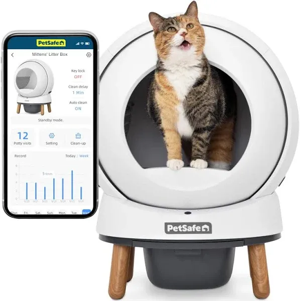 PetSafe ScoopFree SmartSpin Automatic Self-Cleaning Cat Litter Box – Advanced Odor Control – App Controlled with Health Monitoring – Works with Any Litter – Up to 2 Weeks of Hands-Free Cleaning