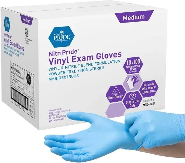 100 Nitrile Exam Gloves Powder Free Blue Disposable Exam/Medical Exam Latex Free