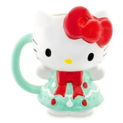 Sanrio Hello Kitty Holiday Tree Dress Ceramic 3D Sculpted Mug