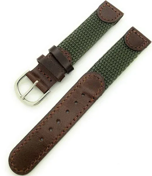 16mm Canvas Nylon Leather Watch Band Swiss Army Style