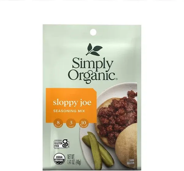 Simply Organic Sloppy Joe, Seasoning Mix, Certified Organic, 1.41-Ounce Packets (Pack of 12) ( Value Bulk Multi-pack)