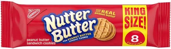 Nutter Butter Peanut Butter Sandwich Cookies, King Size, 3.5 oz