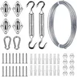 Sun Shade Hardware Kit for Rectangle and Square Sun Shade Sails Installation,5 inch Heavy Duty Anti-Rust Sail Shade Hardware Kit with 50 ft Cable Wire Ropes