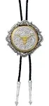 Montana Silversmiths Silver and Gold Engraved Button Bolo Tie