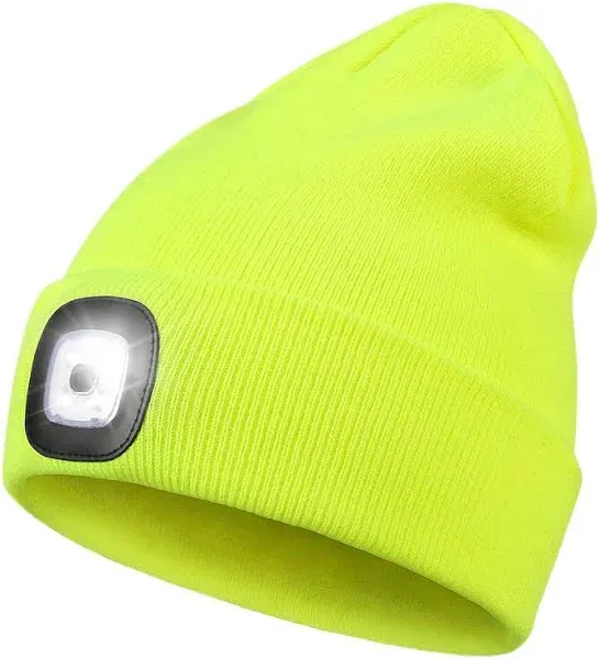 YunTuo LED Beanie with The Light, Unisex USB Rechargeable Headlamp Winter Knitted Cap Gifts for Men Dad Husband Him