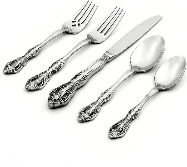 Oneida Louisiana 45 Piece Fine Flatware Set 18/10 Stainless Steel, Service for 8