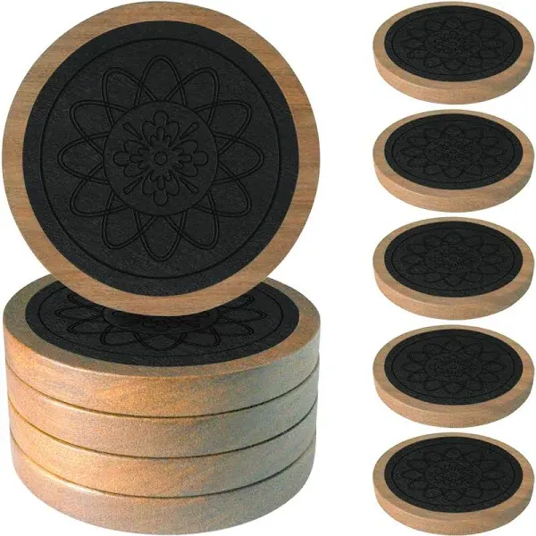 Minacun Wood Coasters for Drinks Absorbent Coaster Sets Of 5 Drinks Coasters for Coffee Tabletop Protection