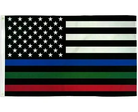 Thin Blue/Red/Green Line USA Flag