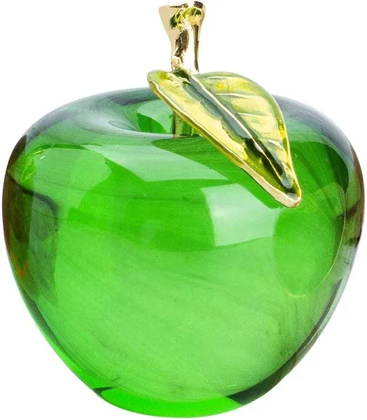 H&D Glaze Crystal Apple Paperweight Craft Decoration (green)