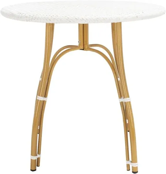 SAFAVIEH Outdoor Kylie Rattan Bistro Table - 31.5&#034; W x 31.5&#034; White 31.5&#034; W x 31.