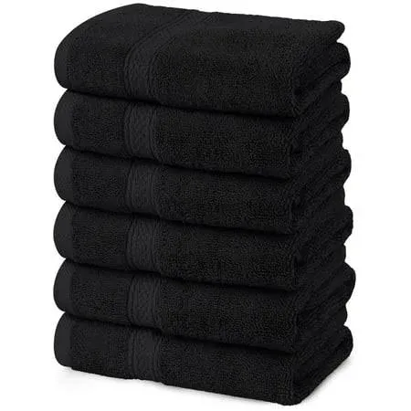 6 Pack Premium Hand Towels 16 x 28 Inches Ring Spun Cotton 600 GSM