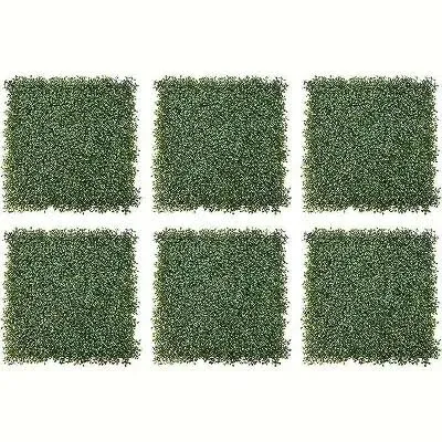 Flybold Grass Wall Panels Pack of 6 - Artificial Boxwood Panel and Greenery Backdrop for Indoor and Outdoor Decor - Durable High-Density Polyethylene, Easy Installation with Cable Ties - 20x20 Inches