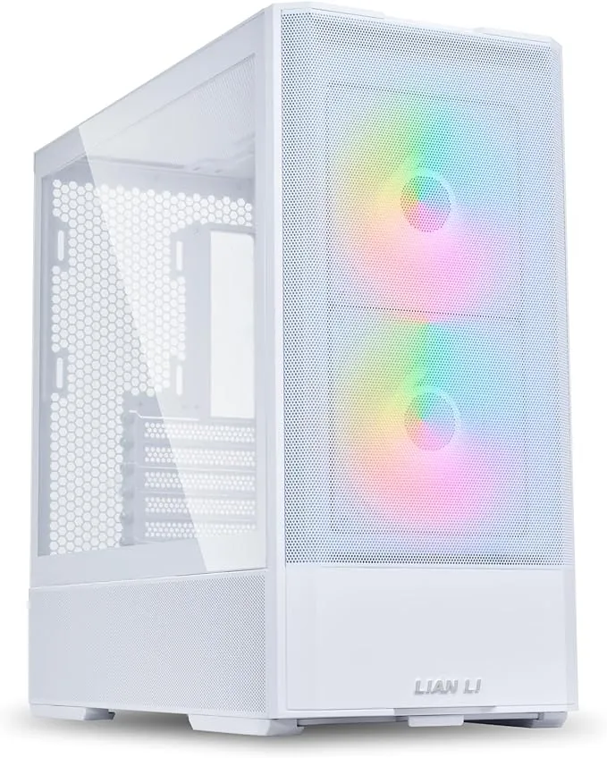 LIAN LI LANCOOL 207 Compact ATX RGB Gaming Computer Case, Airflow Optimized Mesh Panels Tower Chassis w/ 2x140mm ARGB,2x120mm PWM Fans Pre-Installed, USB Type-C Port, Tempered Glass Side Panel (White)