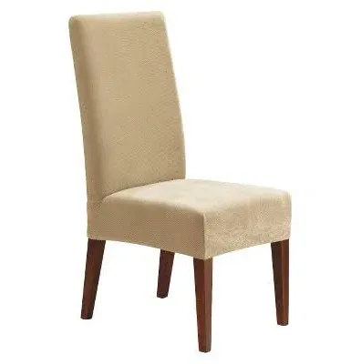 Sure Fit Cream Stretch Pique Short Dining Room Chair 1 Piece Slipcover