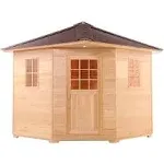 Aleko Canadian Hemlock Wet Dry Outdoor Sauna with Asphalt Roof 9 KW ETL Certified Heater 8 Person - SKD8HEM