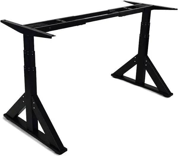 VWINDESK VJ205 Electric Height Adjustable Sitting Standing Desk Frame Sit Stand - Dual Motors 3 Stages Motorized Desk Base Only, Black