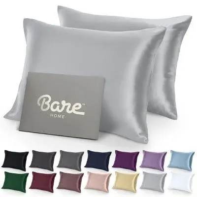 Bare Home Satin Pillowcase Set Standard / Silver