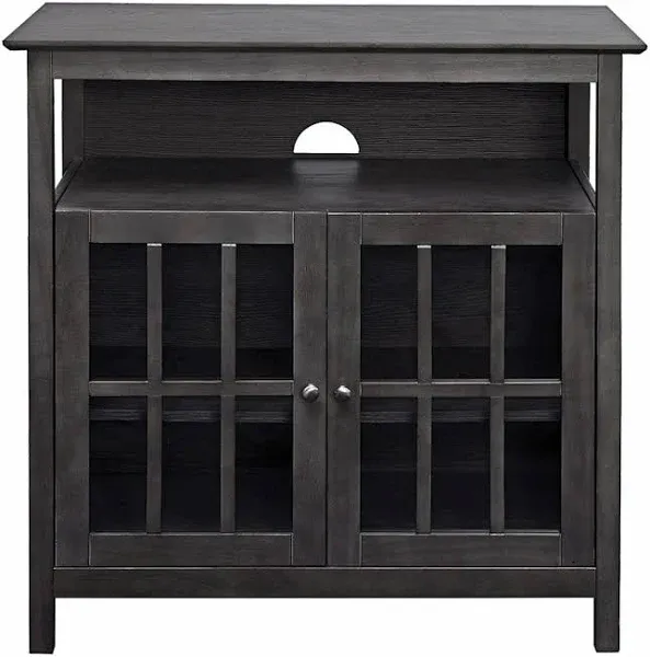 Convenience Concepts Big Sur Highboy TV Stand in Dark Walnut Wood Finish