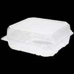 Karat 8 x 8 Clear Plastic Hinged Clamshell Food Containers - Durable, Stackable, Crack-Resistant to-Go Boxes, Case of 250, FP-HC88PET-1C