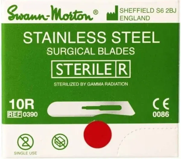 Swann-Morton #10R Surgical Blades – 100 Pack - Authentic Stainless Steel