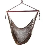 Sunnydaze Extra Large Polyester Rope Hammock Chair and Spreader Bar - Mocha