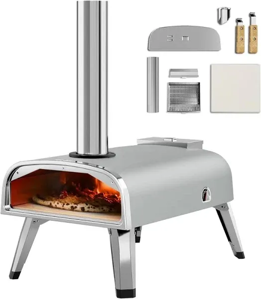 Aidpiza Pizza Oven 12 in Wood Pellet Outdoor Pizza Oven (Grey)