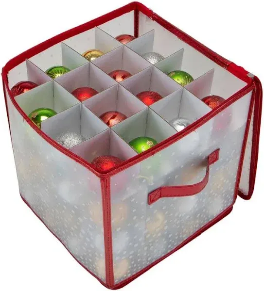 Simplify Clear & Red Ornament Organizer