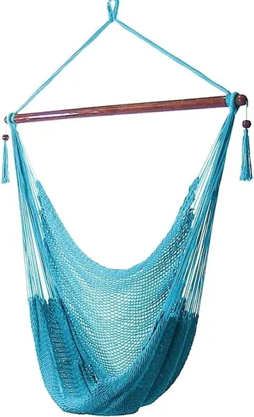 Sunnydaze Outdoor Caribbean XL Hanging Hammock Chair Swing - Soft-Spun Polyester Rope - 300-Pound Capacity - Tan