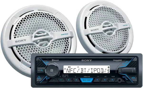 Sony DXS-M5511BT Marine Digital Media Receiver with Bluetooth and 6.5 inch dual cone speakers (White)