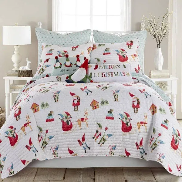 Gnome for the Holidays White Quilt - Levtex Home