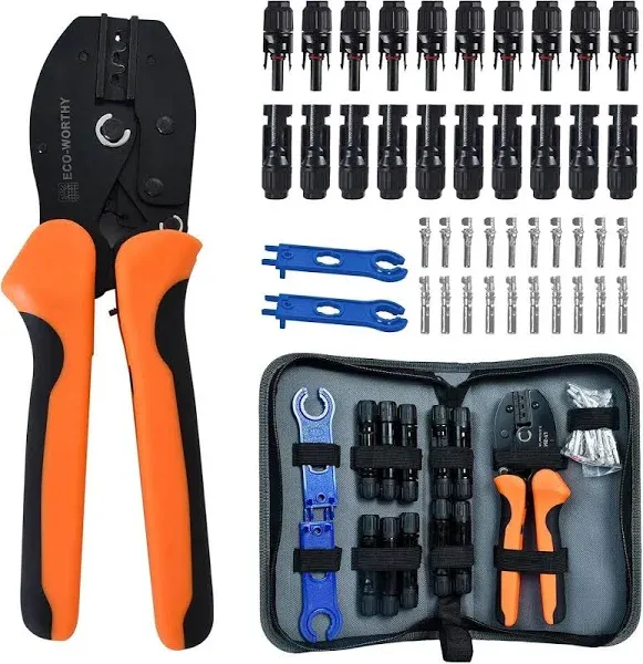 ECO-WORTHY Solar Crimper Tool Kit 13 PCS Tools - a Crimper, 10 Orange 