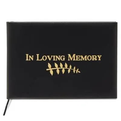 Paper Junkie Black Funeral Guest Book for Memorial Service, Gold Foil in Loving Memory Cover (8 x 6 in)