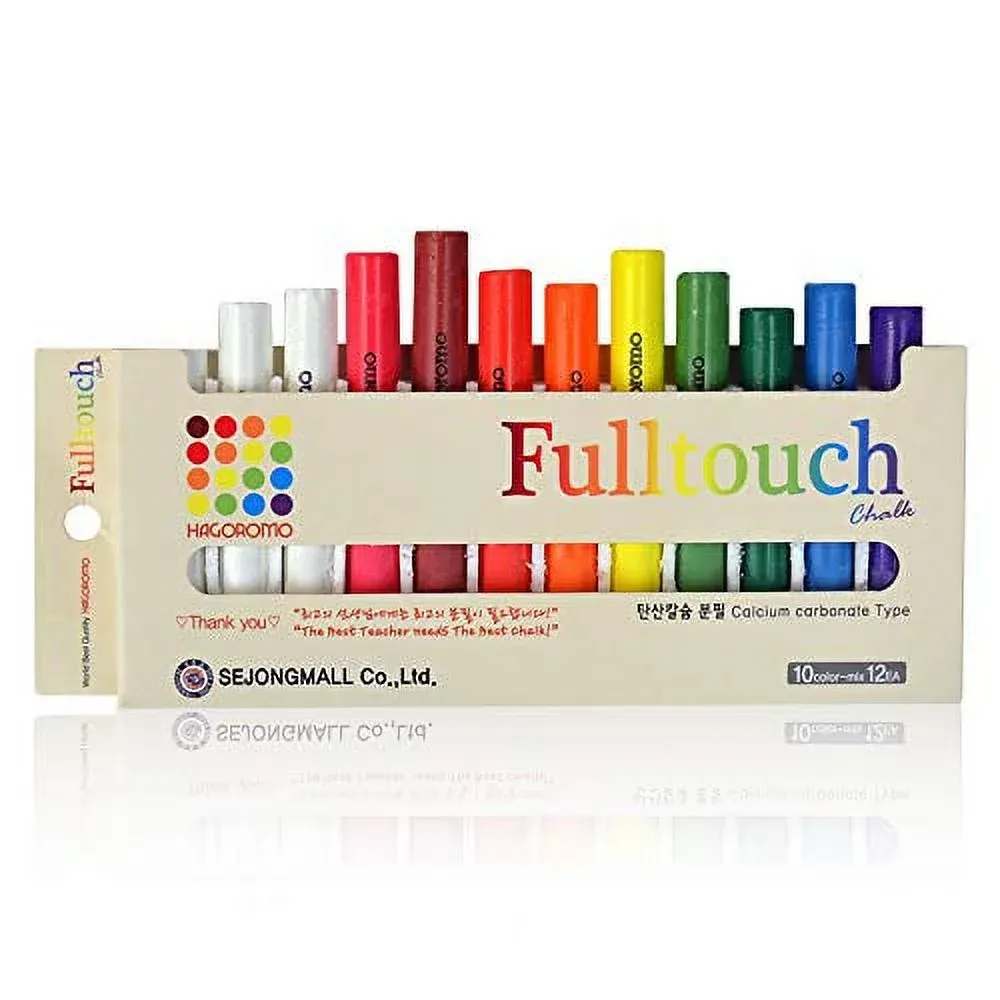 HAGOROMO Fulltouch Color Chalk NonToxic  12 Pcs10 Color Mix 1 Box Assorted