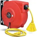 ReelWorks Heavy Duty Extension Cord Reel, 12AWG/3C SJT, Triple Tap, 40', .