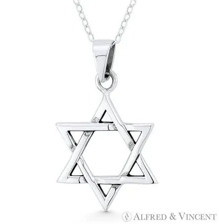 925 Sterling Silver Classic Jewish Star of David Small Pendant Necklace Women's