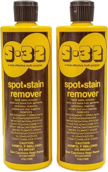 Worldwide Nutrition Bundle: S-32 Liquid Spot and Stain Remover - Multipurpose Cleaner and Stain Treatment for Laundry, Upholstery & More - 4 Count, 16 Fl Oz Bottle & Multi-Purpose Key Chain