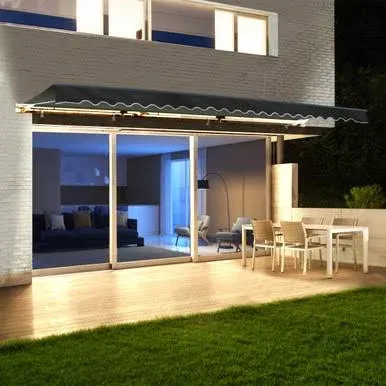 ALEKO Half Cassette Motorized Retractable LED Luxury Patio Awning