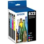 Epson T822 Black Cyan Magenta Yellow DURABrite Ultra Ink T822120bcs