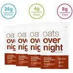 Oats Overnight Chocolate Peanut Butter Banana - Overnight Oats with 20g Protein, High Fiber Breakfast Protein Shake - Gluten Free Oatmeal, Non GMO