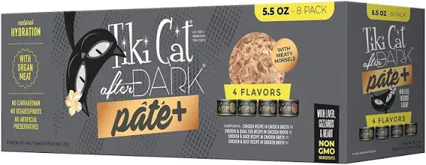 Tiki Cat After Dark Pate+ Variety Pack Wet Cat Food, 5.5 oz., Count of 8