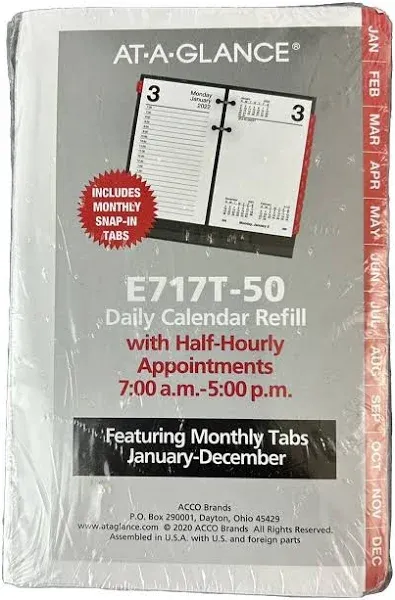 At-A-Glance Desk Calendar Refill With Tabs