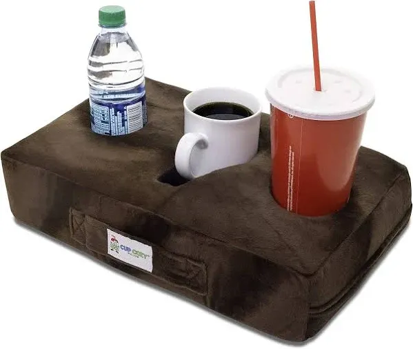 The Original Cup Cozy Pillow Gray-As Seen on TV-The World's Best Couch/Bed/Car Cup Holder for Drinks/Snacks/Remotes! (Brown)