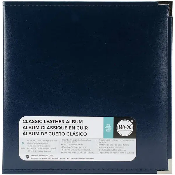 Classic Navy Faux Leather 8.5x11  Photo Album Scrapbooking Memories