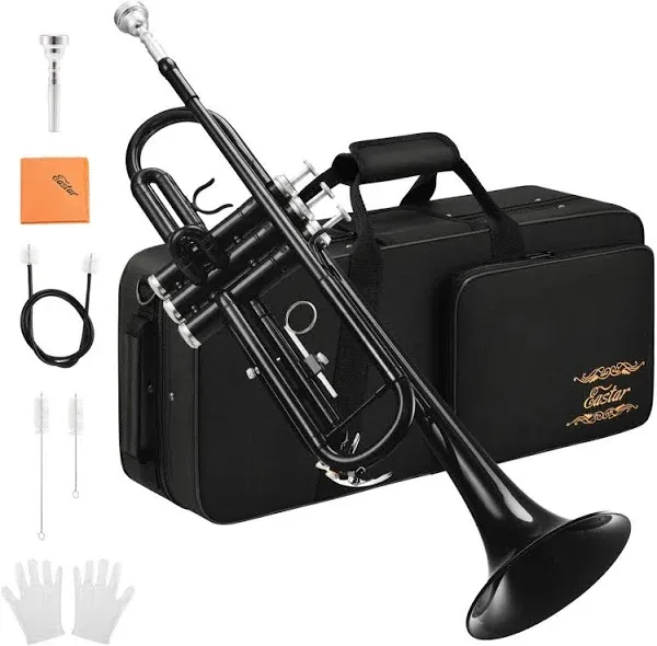 EASTROCK Bb Trumpet Standard Trumpet Set with Carrying Case,Gloves, 7C Mouthpiece, Cleaning Kit, Tuning Rod (Phosphor Copper/Cupronickel/Brass)