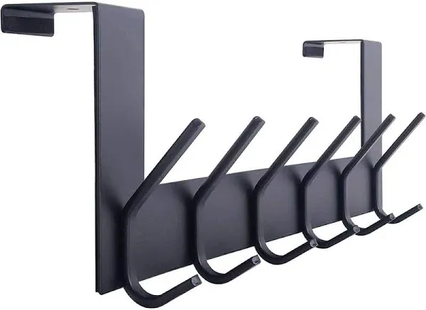 WEBI Over The Door Hook,Door Hanger:Over The Door Towel Rack,6 Peg Door Hooks for Hanging,Door Coat Hanger Over The Door Coat Rack for Towels,Clothes,Behind Back of Bathroom,White