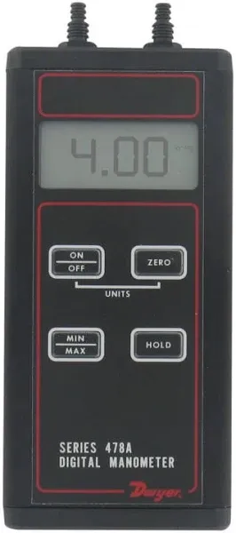 Dwyer Series 478A Differential Pressure Digital Manometer, -60.0 to 60.0"WC