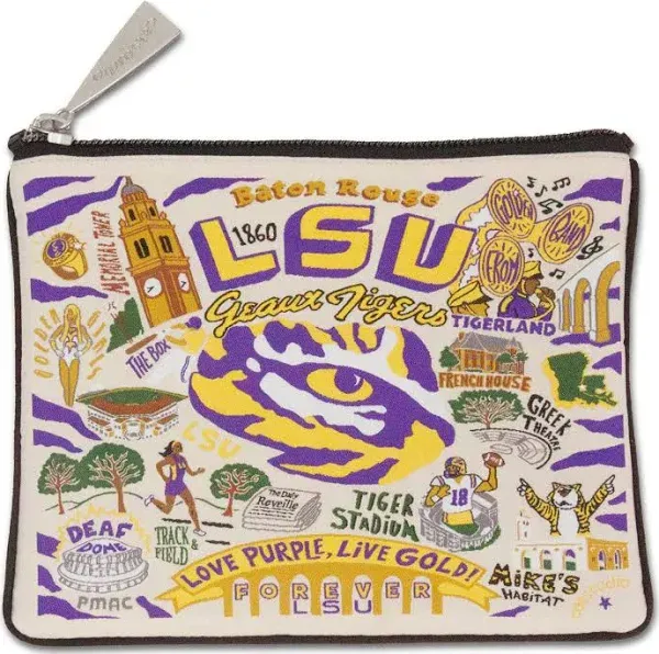 Catstudio Collegiate Zipper Pouch, Louisiana State University Travel Toiletry Bag, Ideal Gift for Alumni, Makeup Bag, Dog Treat Pouch, or Travel Purse Pouch