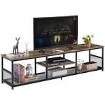 VECELO Industrial TV Stand for Televisions Up to 80 inch, 70" Entertainment Center with Open Storage Shelves for Living Room/Bedroom, 3 Tiers Media